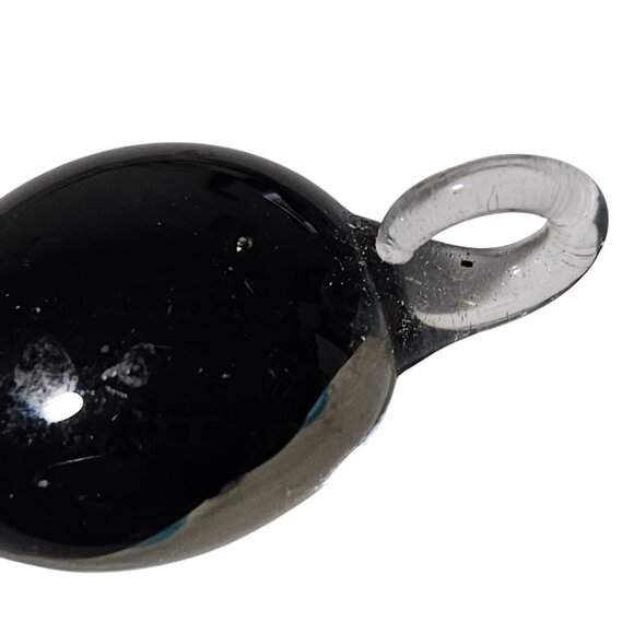 Handcrafted Elegant Glass Pendant Blue Flower Black Backdrop Jewelry Accessory - Picture 4 of 5